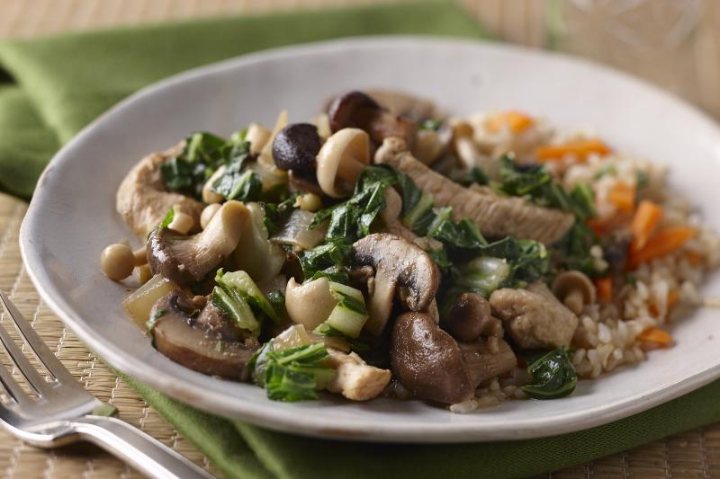 Ginger Chicken with Bok Choy and Mushrooms